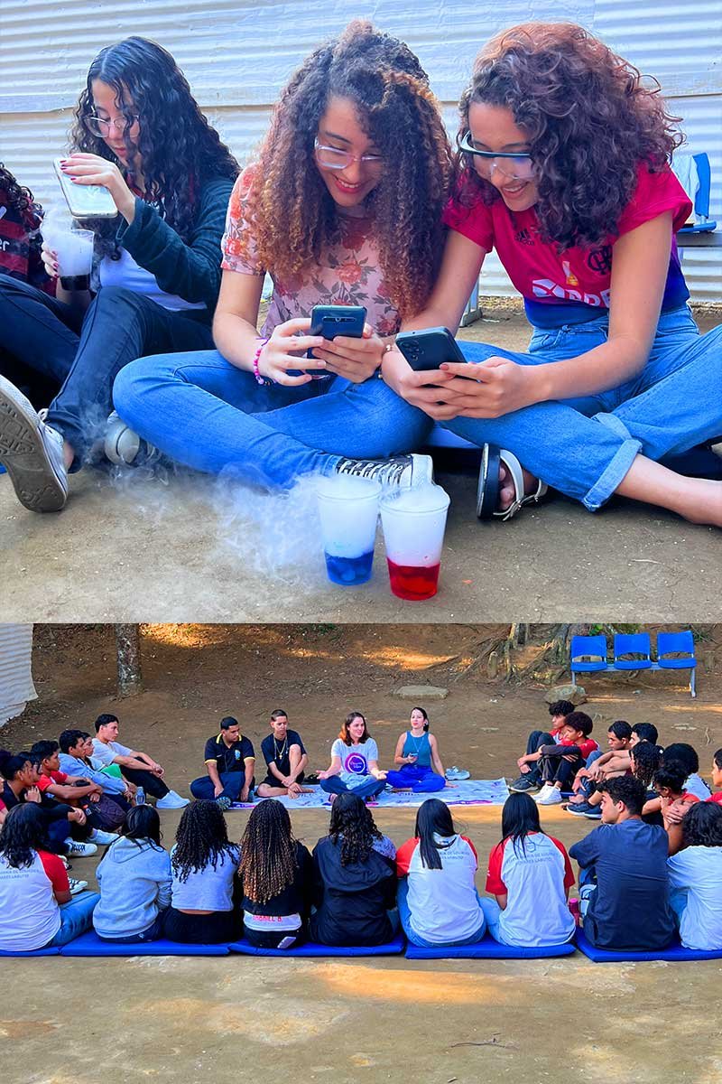 Alunos em atividade de ciências